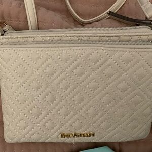 Enzo Angiolini Beige Quilted Crossbody Bag